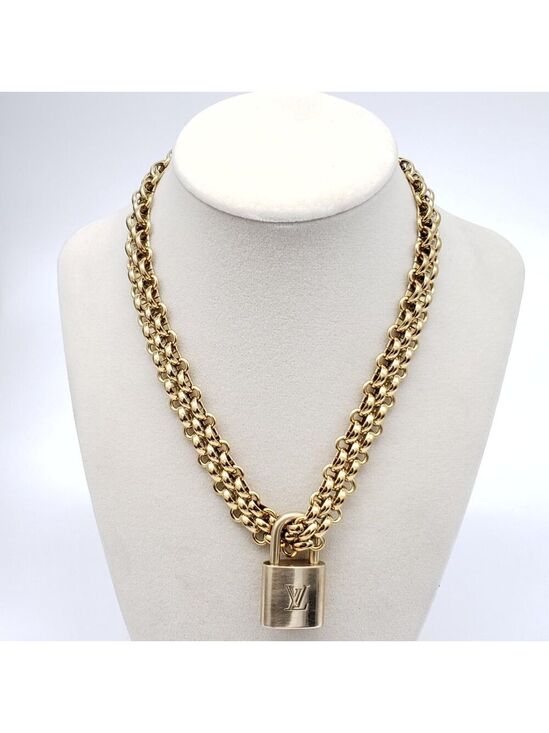Louis Vuitton Jewelry - Authentic Louis Vuitton Gold Padlock w/ Unbranded Fashion Stainless Steel Chain